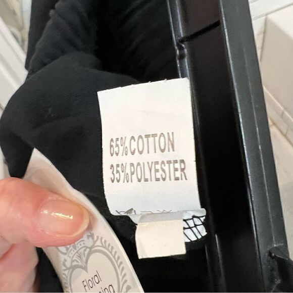 Black Pocket-Tie Waist, button accent lightweight cotton blend pants size L nwt - Picture 9 of 13